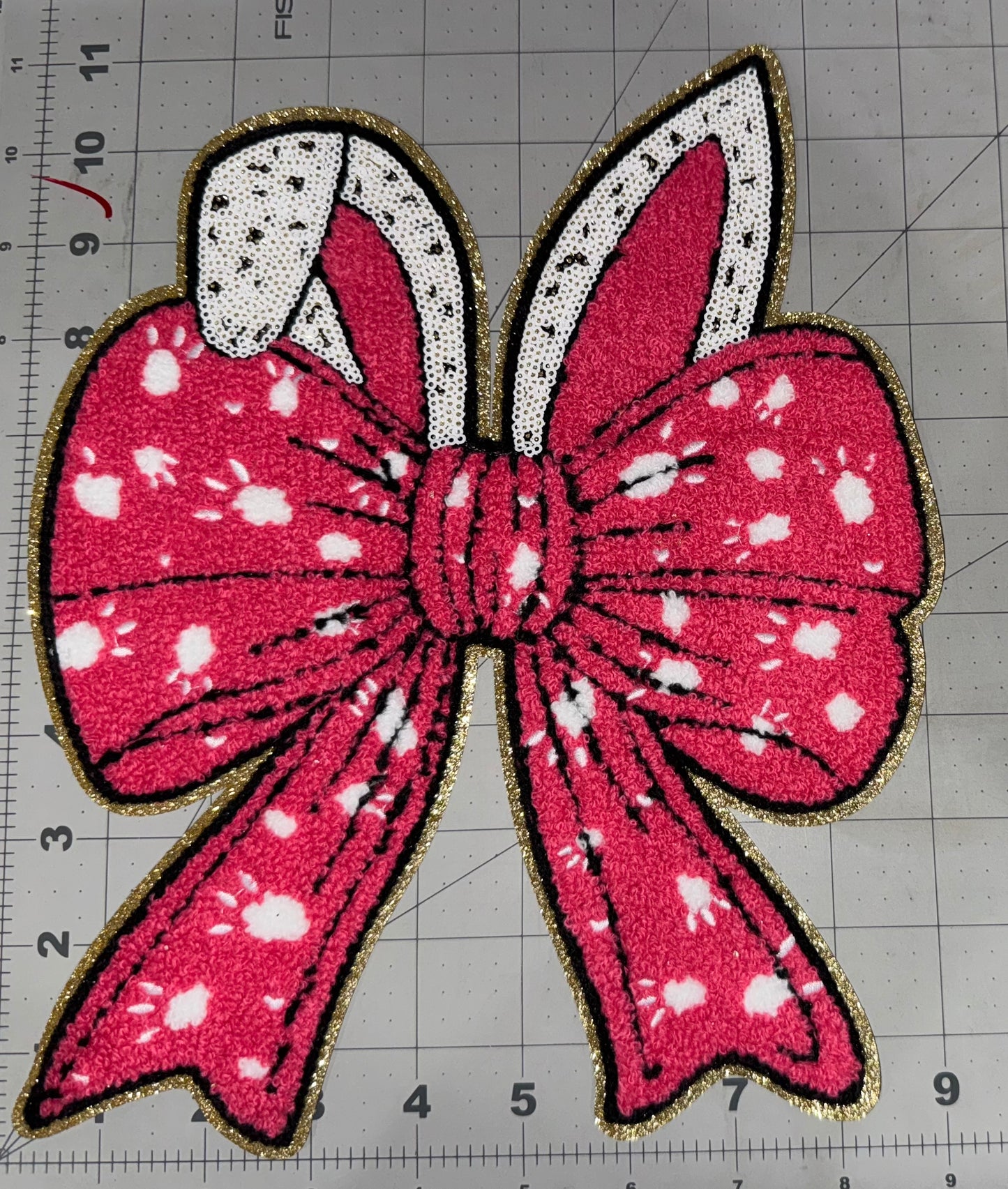 Bunny ears W/ Bow Chenille Patch
