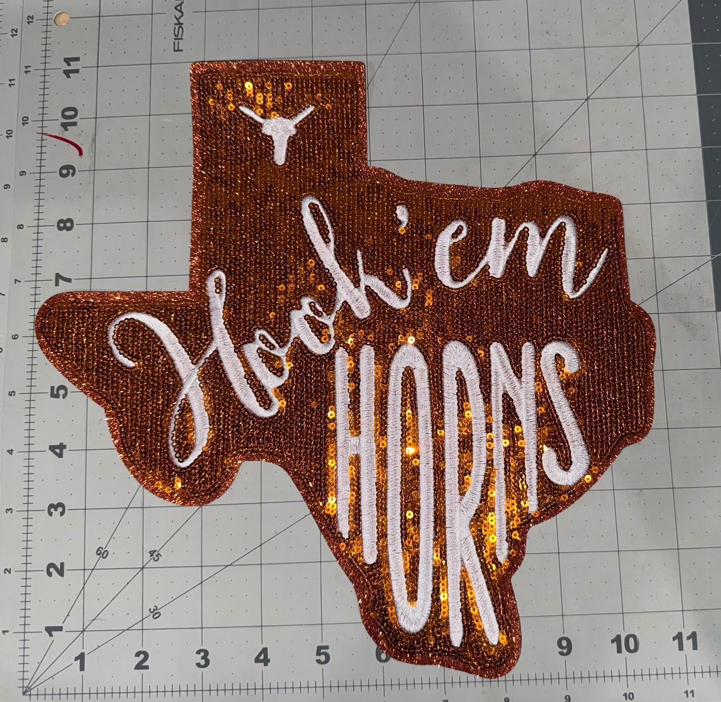 Hook'em Horns Sequin Patch