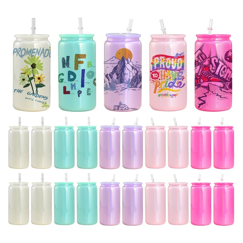 16oz shimmer sublimation glass cups