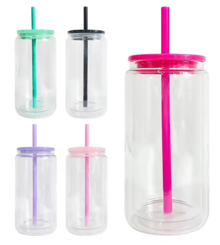 16oz plastic snow globe cups with colored lids (Not for sublimation)