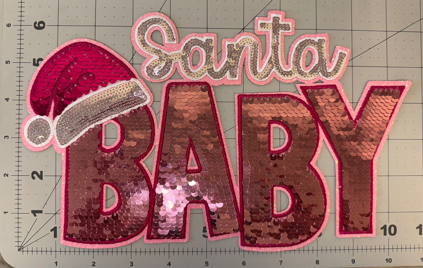 Santa Baby W/ Hat Sequin Patch