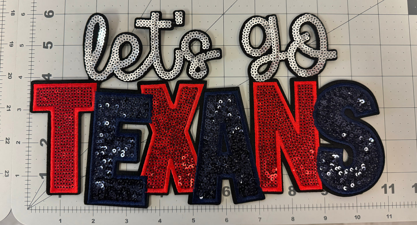 Let's Go Texans Sequin Patch