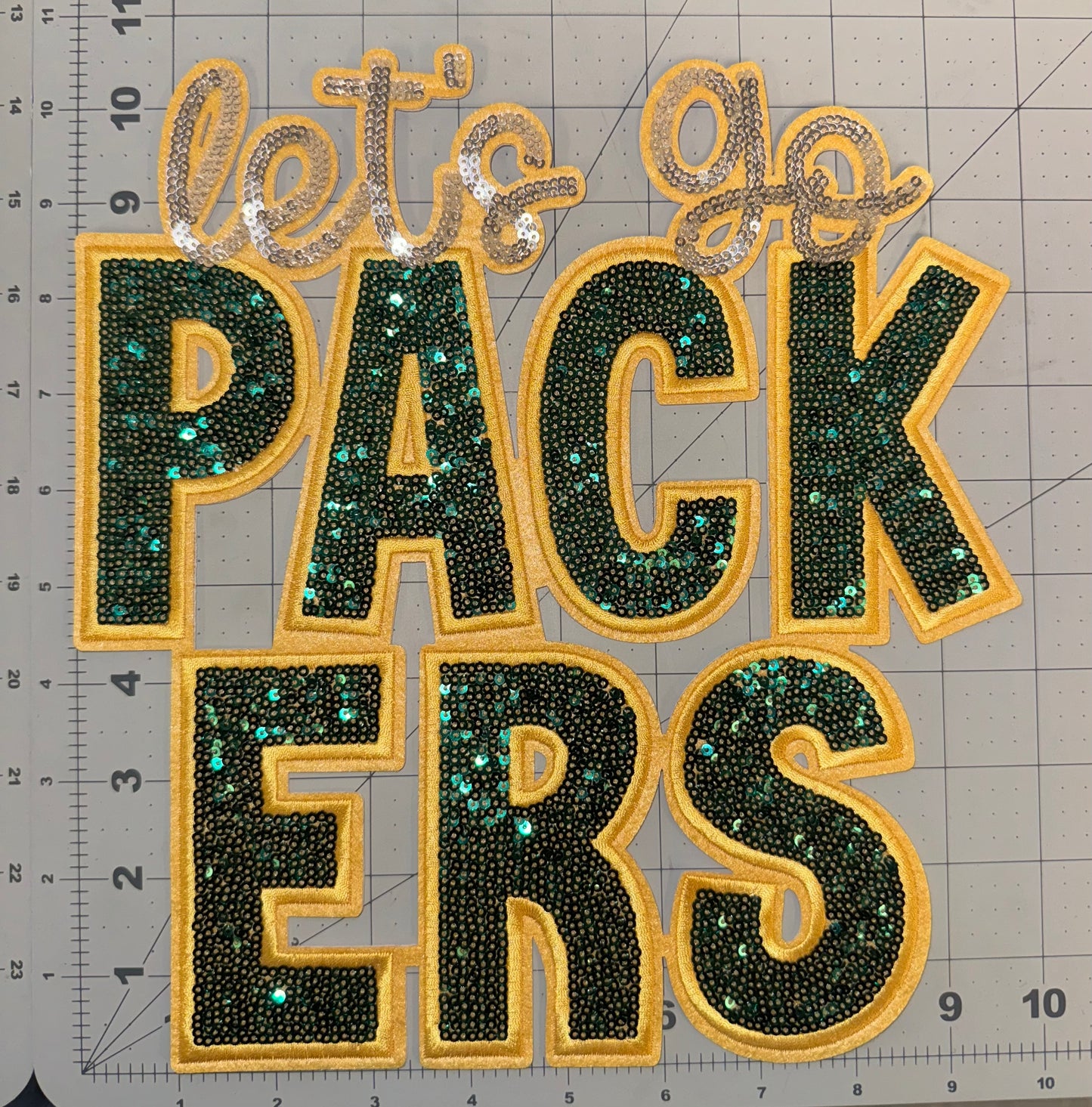 Let's Go Packers Sequin Patch