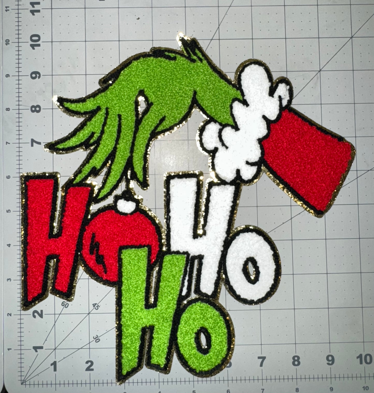 HO HO HO Grinch Chenille Patch