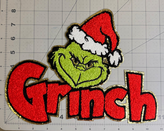 Grinch head Chenille Patch