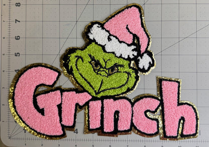 Grinch head Chenille Patch