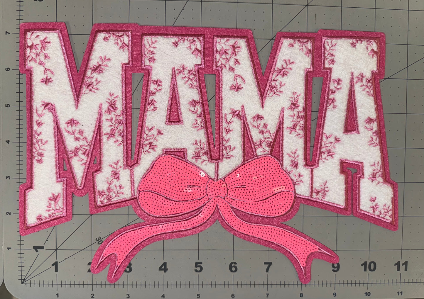 MAMA with Bow Chenille Patch