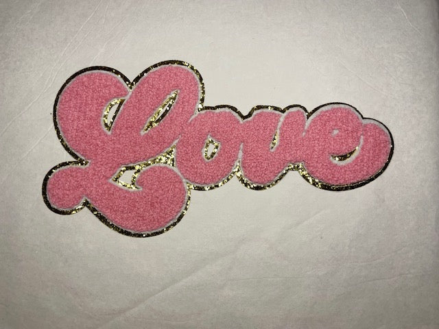 Love (light pink) Chenille Patch