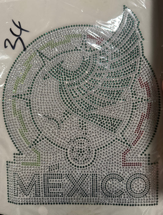 Mexico & USA Rhinestone Transfers