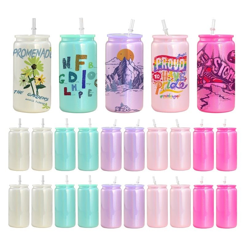 16oz shimmer sublimation glass cups