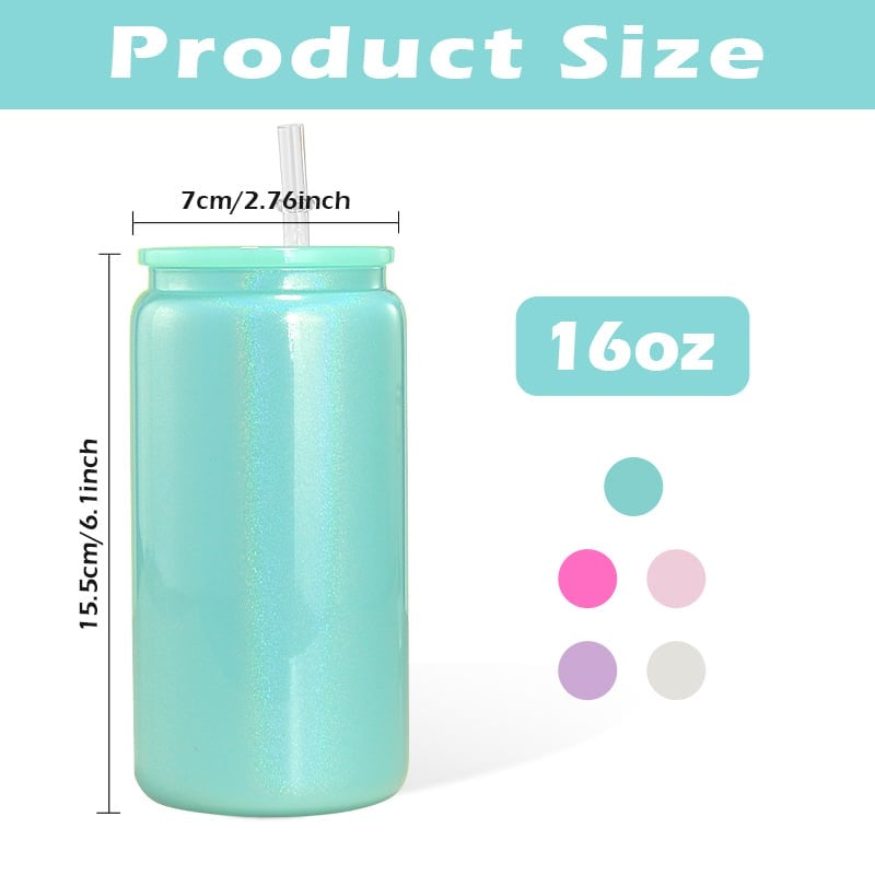 16oz shimmer sublimation glass cups