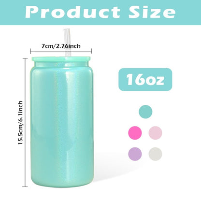 16oz shimmer sublimation glass cups