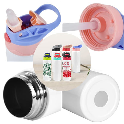 12oz Sublimation Straight Top Flip Kids Water Bottle