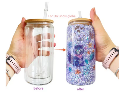 16oz snow globe sublimation glass cups