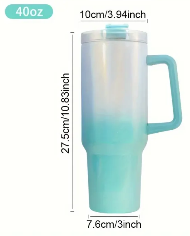 40OZ gradual change shimmer sublimation tumbler with handle