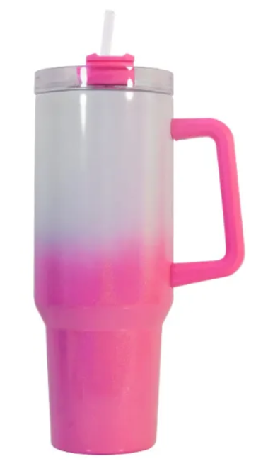 40OZ gradual change shimmer sublimation tumbler with handle