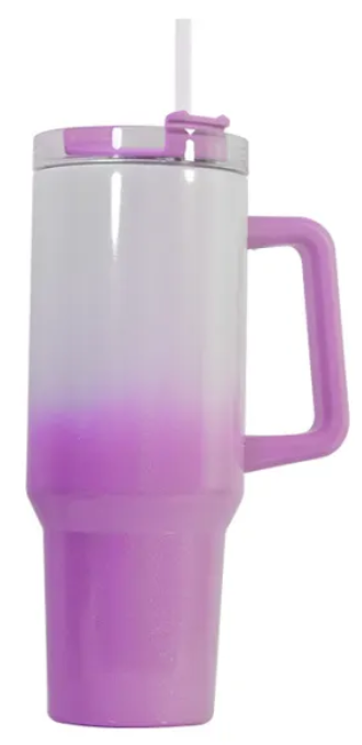 40OZ gradual change shimmer sublimation tumbler with handle