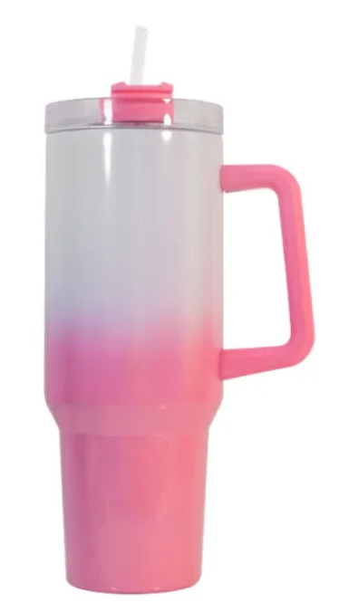 40OZ gradual change shimmer sublimation tumbler with handle