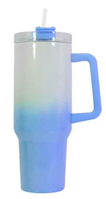 40OZ gradual change shimmer sublimation tumbler with handle