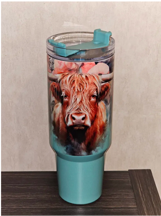 40OZ gradual change shimmer sublimation tumbler with handle