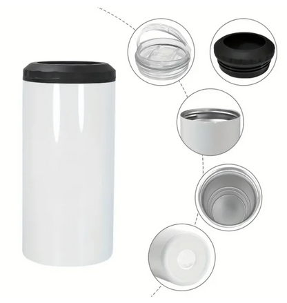 16oz 4 in 1 sublimation straight can cooler with dual lids and plastic straw