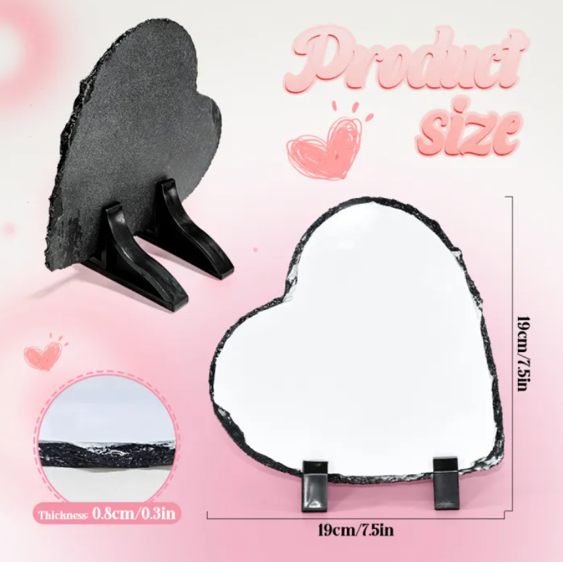 7.5 inches Heart Sublimation blanks rock slate photo slate