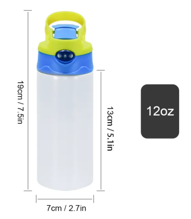 12oz Sublimation Straight Top Flip Kids Water Bottle