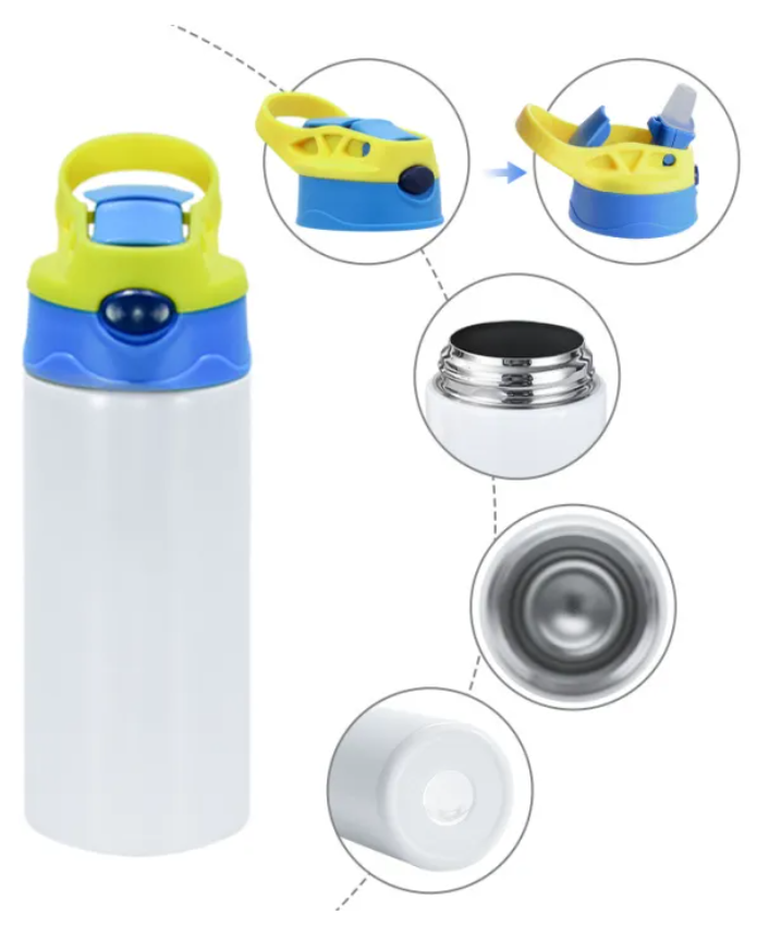 12oz Sublimation Straight Top Flip Kids Water Bottle